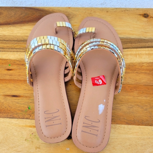 INC Jaylee Womens Embellished Toe Ring Slip-On Flat Sandals Size 6.5 - Picture 13 of 16